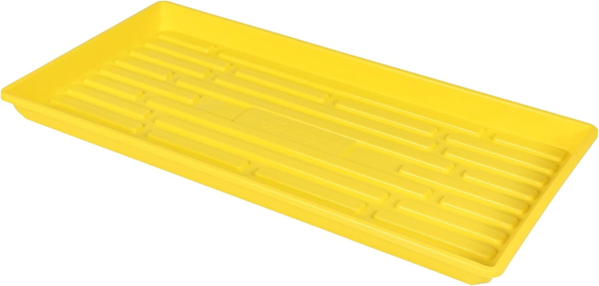 SUNPACK 10" x 20" Heavy Duty Shallow Plastic Seed Starting Tray, Yellow, 1" (Pack of 30) - No Drainage Holes, Perfect for Greenhouses or Indoor Gardening