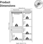Madesa Kitchen Pantry Storage Rack with 2 Drawers, 7 Shelves and Hanging Space 51" L Multiuse Modular Cabinet for Kitchen Organization - White