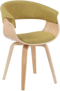 Armen Living Summer Mid-Century Upholstered Dining Chair in Green and Patterned Oak Finish