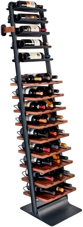 Wine Enthusiast Vino Galerie Leaning Ladder Wine Rack – 37-Bottle Wall Mounted Wine Storage Display – Mango Wood & Metal Bar Cabinet Wine Shelf – Modern Kitchen Dining Room Decor Organizer Furniture