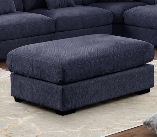 asunflower Ottoman for Living Room Navy Blue 45.8" x 28.7" Large Rectangle Ottoman Foot Rest Plush Chenille Upholstery Oversized Ottomans Bench with Wooden Legs for Sofa Couch