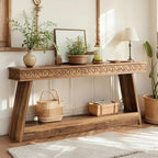 Tribesigns 70.9 Inch Extra Long Console Table for Entryway, 2-Tier | Narrow Sofa Table, Behind Couch Table, Farmhouse Entryway Table with Storage, for Living Room, Hallyway, Foyer, Rustic Brown