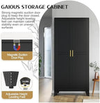 GAIOUS 71" Tall Metal Storage Cabinet with 2 Doors and 4 Adjustable Shelves | Kitchen Pantry Cabinet Black Freestanding Cupboard, 5 Tier Multifunctional Steel Storage for Office, Kitchen, Dining Room