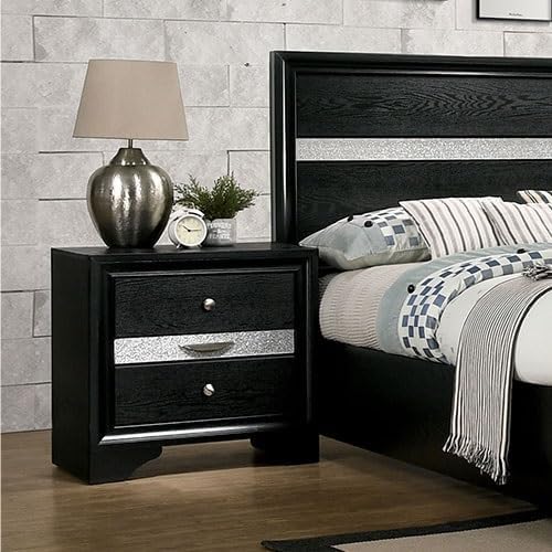3 Drawers Nightstand with Pewter Round Knobs,for Small Spaces