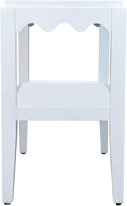 Carolina Chair & Table Rectangular Side Table, Mango Wood, Decorative Scallop Edge, 17L x 28W x 28H inches (White)