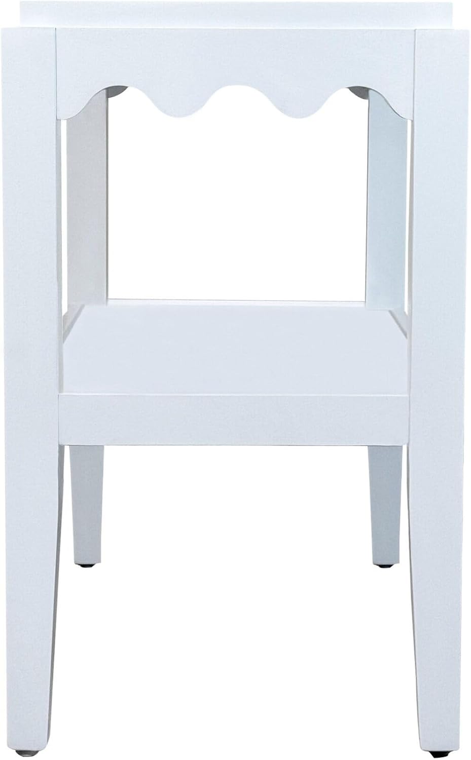 Carolina Chair & Table Rectangular Side Table, Mango Wood, Decorative Scallop Edge, 17L x 28W x 28H inches (White)