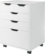 Winsome Halifax Mobile Storage Cabinet with 5 Drawers in White, Stylish & Functional Home Storage Cabinet for Filing, Kitchen Organization, Moveable Furniture for Office, Dorms, Apartments