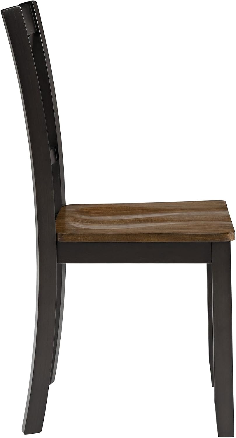 ROME + OAK X-Back Farmhouse Wooden Armless Dining Chairs in Black/Dark Brown, Set of 4 - Indoor Home Kitchen Seating Furniture