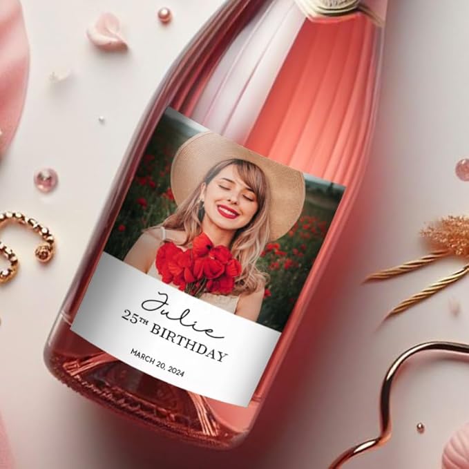 Personalized Wine Bottle Label Photo label Custom Sticker 50th Birthday 60/70th Birthday Wine Label with photo. Custom Champagne Label Graduation