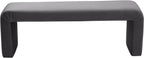 Meridian Furniture Minimalist Collection Modern | Contemporary Velvet Upholstered Bench, 53" W x 14.75" D x 18.25" H, Grey