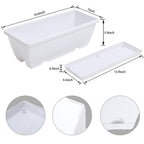 CHUKEMAOYI Window Box Planter, 7 Pack Plastic Vegetable Flower Planters Boxes 17 Inches Rectangular Flower Pots with Saucers for Indoor Outdoor Garden, Patio, Home Decor (White)
