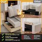 85'' L Shaped Couch with Armrest Organizer,Sectional,Movable Ottoman,Khaki | Comfy Sectional Sofa with Thick Cushion,3 Seats Sofas,Sectional Couches for Living Room,Bedroom,Apartment,Chenille