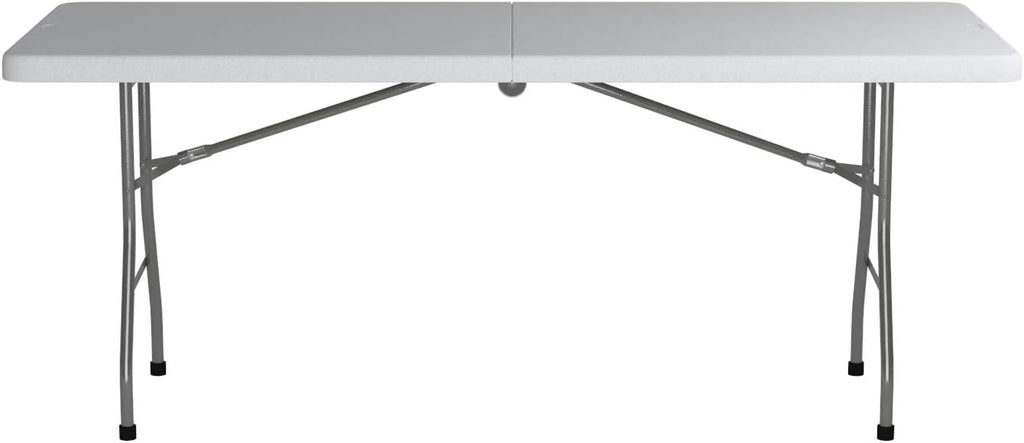 Office Star Resin Rectangle Center-Folding Portable Table for Picnics, Camping, and Tailgating, 6 Feet