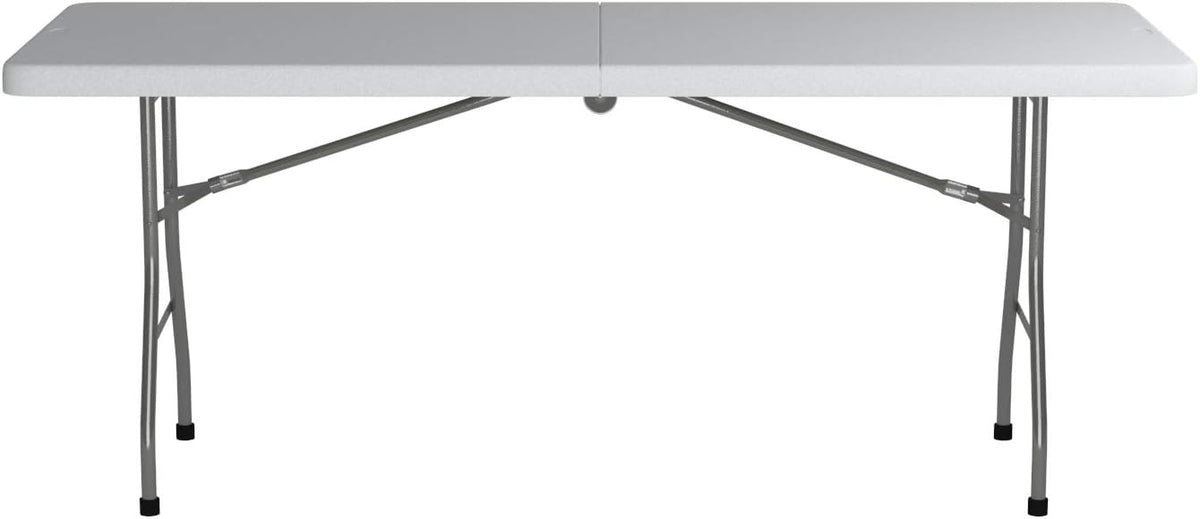 Office Star Resin Rectangle Center-Folding Portable Table for Picnics, Camping, and Tailgating, 6 Feet