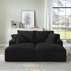 Eafurn Oversized Double Chaise Lounge Indoor with Cup Holders & Side Pocket, 71" Plush Corduroy Floor Chaise Lounge Sofa with High Density Sponge & Deep High Seat Comfy Sleeper Couch Bed