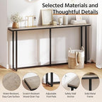 Yaheetech 63" Narrow Console Table Behind Couch & Entryway, Gray | Slim Sofa & Hallway Table, Metal Frame, Engineered Wood Top, Holds Lamps & Plants, Wall Anchors & Adjustable Feet, Easy Setup