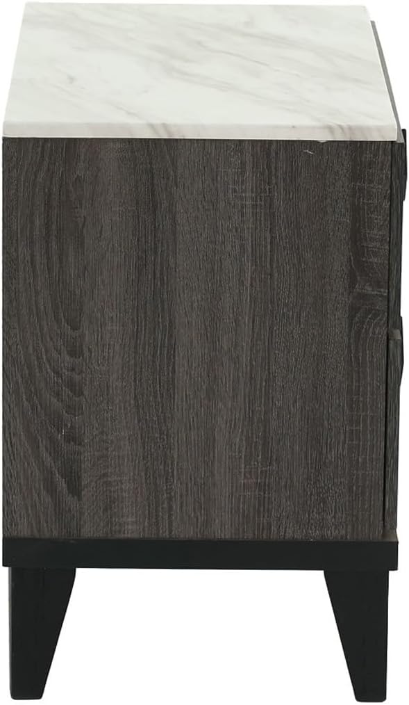 Two-Tone Finish Nightstand with 2 Drawers, Foil Grey,for Small Spaces