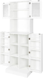 71'' Pantry Cabinet, Tall Storage Cabinet with Microwave Stand, Freestanding Kitchen Hutch with Doors and Adjustable Shelves, Mordern Food Pantry for Kitchen