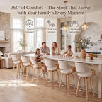 26'' Modern Barrel Swivel Counter Stools Counter Height Swivel Bar Stools with Backs Set of 4, Beige Chenille Upholstered Bar Height stools, Farmhouse Solid Wood Barstools for Kitchen Island, Home Bar