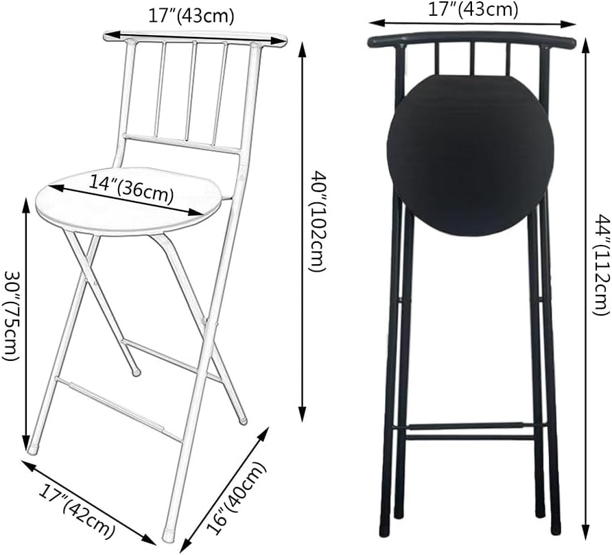 30 Inch High Folding Bar Stool, Home Foldable Counter Chair with Backrest and Footrest for Adults, Indoor Counter Bar Stools for Kitchen(Brown)