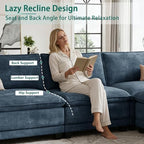 140" Modular Sectional Couch, U Shaped Cloud Sofa for Living Room | Comfortable Foam Cushions, Sturdy Frame, Appealing Appearance, Easy Assembly, Soft Chenille, Modular Design, Blue