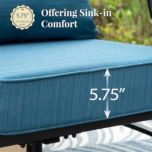 MIXPATIO, 2 Pack, Swivel Rocking Chairs, Metal, Peacock Blue | 31.5"D x 28.35"W x 35.03"H, 5.75" Thick Cushions, High Back, All Weather, 360° Swivel, E-Coated and Powder-Coated Frame