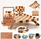 Nnewvante Checkerboard Couch Armrest Table, 3 in 1 Clip-on Table Rubberwood