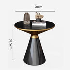 Modern Round End Table, Round End Tables Living Room Modern,Circle Side Table with Sturdy Metal Base for Living Room,Bedroom,Small Spaces,Brown