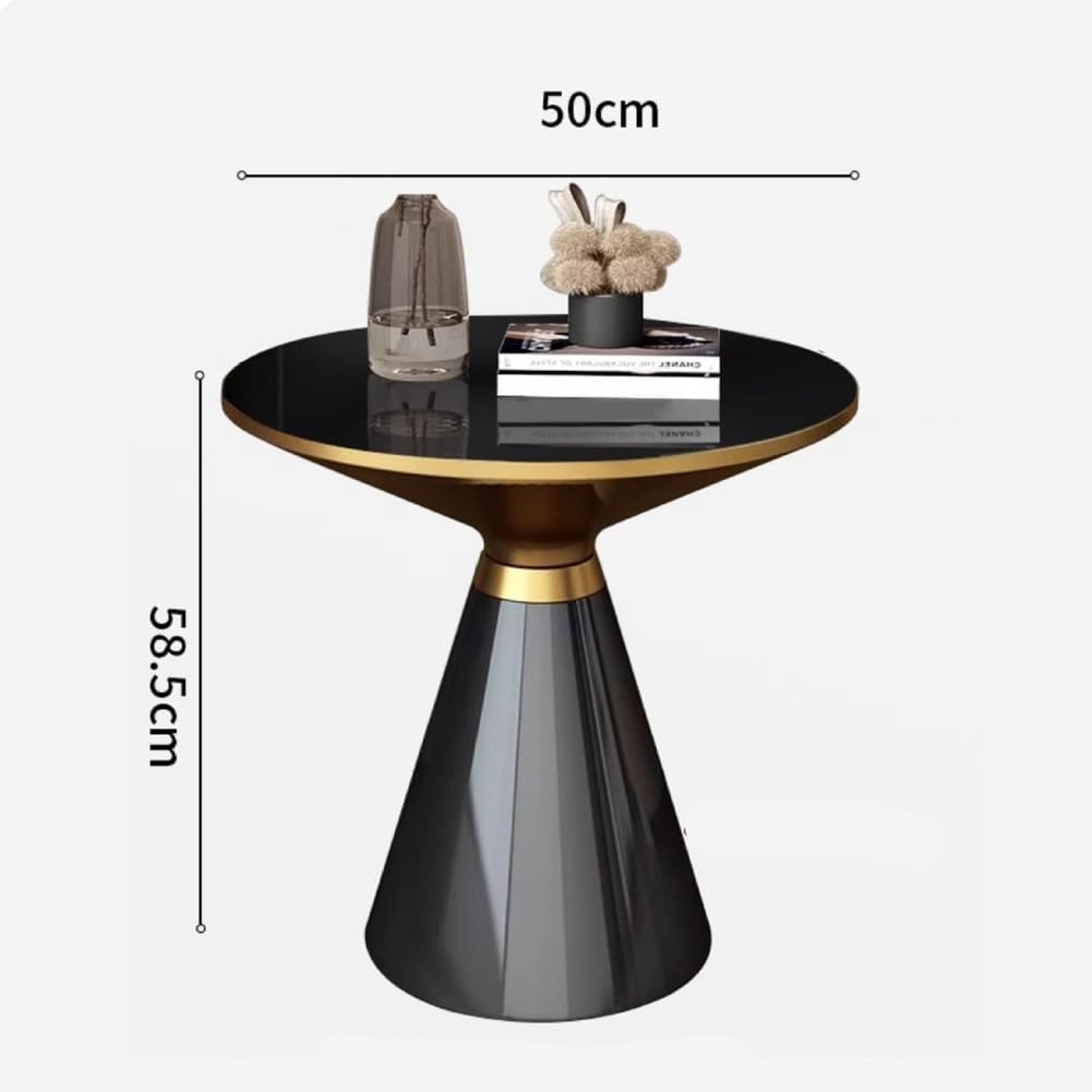 Modern Round End Table, Round End Tables Living Room Modern,Circle Side Table with Sturdy Metal Base for Living Room,Bedroom,Small Spaces,Brown