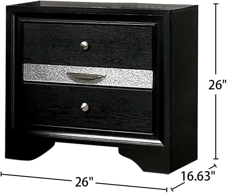 3 Drawers Nightstand with Pewter Round Knobs,for Small Spaces