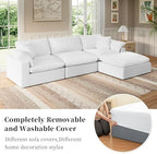 Modular Sectional Sofa Cloud Couch,Down Filled Comfy Cloud Modern Sofa,White Linen L Shape Oversized Couch Cushion Covers Removable Furniture for Living Room