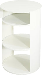 Christopher Knight Home Pomme 3-Tier Metal Small Side Table, Narrow Bedside Table with Sliding Door Cabinet, Bedroom Decoration Organizer, Round End Table with Storage, Space Saving, Matte White