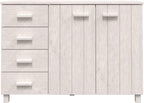White Solid Pinewood and MDF Sideboard with 4 Drawers and 2 Doors, Modern Storage Cabinet for Dining Room Living Area Hallway Entryway Buffet Console