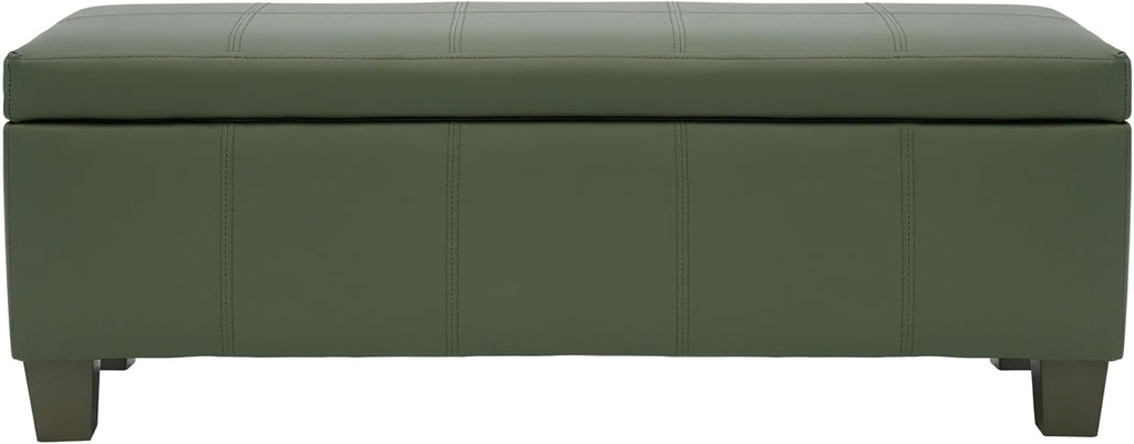 51 Inch Storage Ottoman, Storage Bench with Safety Hinge, Upholstered Synthetic Leather Ottoman Bench for Bedroom, Living Room, Entryway, Hallway, Foot Rest, Support 500lbs