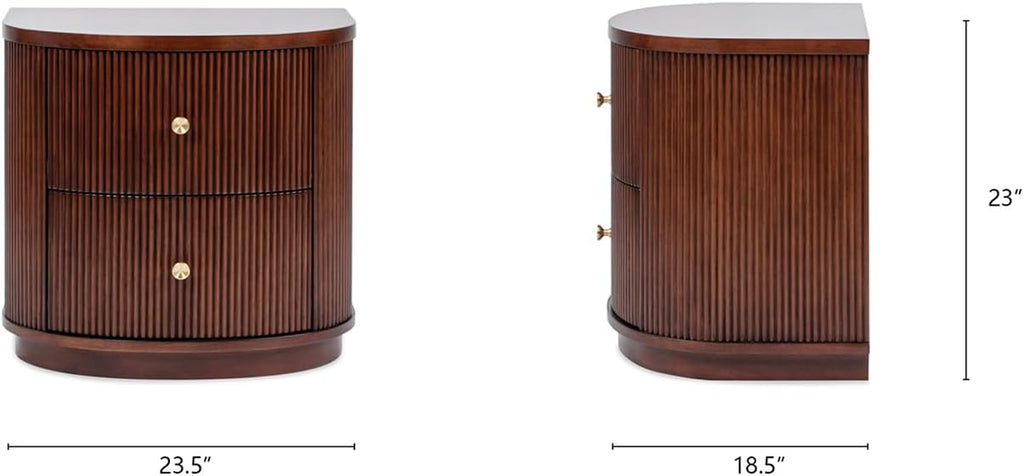 Jennifer Taylor Home Valentine 24" 2-Drawer Storage Side Table, Dark Walnut Beech Wood