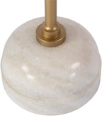 Beaumont Lane Transitional Round Marble and Iron Side Table, Beige Tiger Marble Top, Gold Stem Pedestal Base, White Marble Finish, 16 in Diameter, 25.5 in Height, Living Room or Bedroom Decor