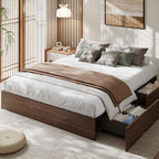 GarveeHome Wood Platform Bed Frame, Queen Bed Frame with 2 Drawers