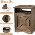 AMERLIFE 3 Piece Farmhouse Living Room Coffee Table Set, Barnwood | Coffee Table & 2 End Tables with Charging Station and USB Ports, Farmhouse Style, Barn Door Design, Living Room Furniture
