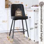 Bar Stools Set of 4,Counter Height Bar Stools with Back,Modern Faux Leather Kitchen Stools,27"Black Bar Stool with Stable Metal Leg,Armless Counter Height Chair for Kitchen Island Coffee Corner