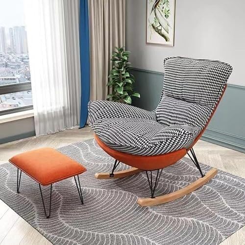Rocking Chair with High Rest and Footstool, Reclining Glider Chair for Living Room Bedroom, 330lbs Capacity