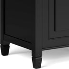 SIMPLIHOME Connaught 51" Wide Solid Wood Trunk Bench in Black | Traditional entryway bench with lift-up lid and 3 hidden compartments; mudroom, hallway, shoe or trunk bench.