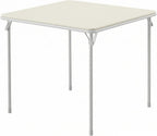 VECELO 34'' Folding Card Table Square with Soft Padded Tabletop, Portable for Dining Room, Parties, Games, Puzzles, Cream & Beige