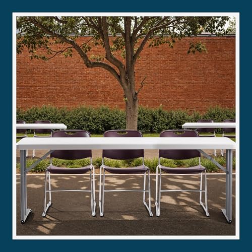OEF Furnishings OEFBT-SEM1872 Commercial-Grade Premium Industrial Seminar Folding Table with Thick Blow-Molded Top and 16-Gauge Cantilever Steel Legs (Seminar, 18" × 72", Speckled Gray Top)