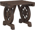 vidaXL Patio Footstool in Solid Fir Wood with Wagon Wheel Design – Durable Outdoor Ottoman/Garden Stool, Brown, 15.7""x14.4""x15.2"", 365110