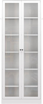 Metal Kitchen Pantry Cabinet – 72" Tall Storage with 5 Adjustable Shelves, White Freestanding Cabinet for Kitchen/Pantry/Bathroom – Heavy Duty Steel Frame, Glass Door