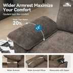 SUNSHINE VALLEY 2-Piece Sofa Set, Loveseat & 3-Seat Couch, Chenille Brown | Modern Grayish Brown, Modular Sectional Living Room Furniture Set, Sturdy Wood Frame, Oversized Wider Armrest and Deep Seat