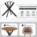 NORDICANA 5 Piece Dining Table and Chair Set, 37-Inch Engineered Wood Round Table Set, Light Brown Fuzzy Sherpa Armchairs with Black Metal Leg for Small Spaces