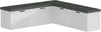L-Shaped Corner Storage Bench with Cushion, Kitchen Breakfast Nook Entryway Bench with Hidden Space and Shoe Storage, Corner Banquette Benches for Dining Room, Living Room, White & Grey