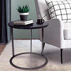 Telephone Table, Black Glass End Table Stainless Steel Frame Living Room Sofa Side Table Telephone Desk Computer Desk(Color:Black,Size:23.6223.6226.77in)