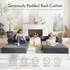 79" Convertible Futon Sofa Bed, Couch for Living Room | Dark Gray | Modular Sleeper Sofa, Corduroy Pull Out Floor Couch Loveseat with Fixed-Shape Frame, No Assembly